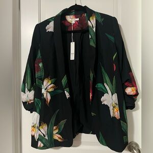 Chico's Black Blazer with Red Floral Design
